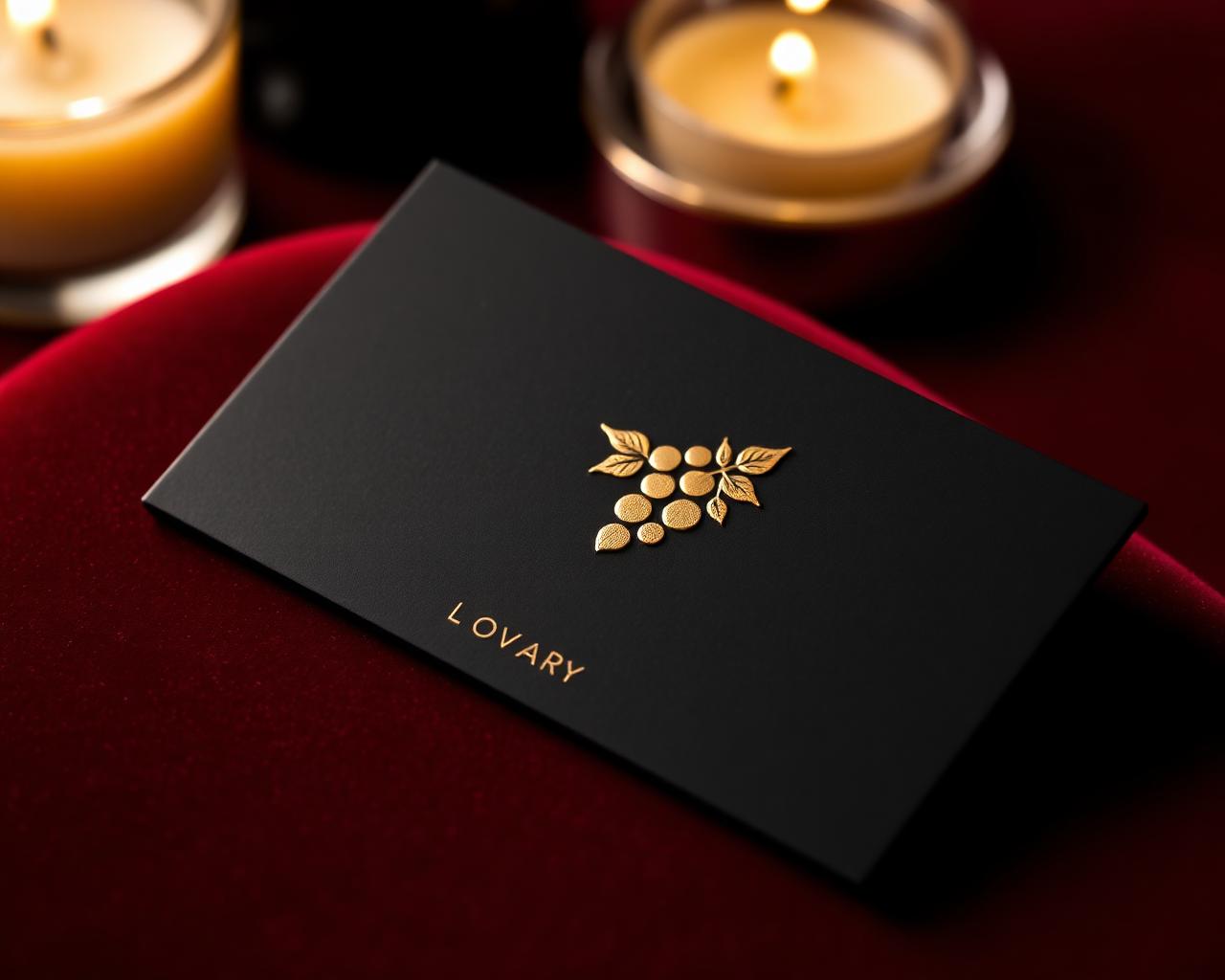 Black Noir Cellar wine card with gold grape emblem